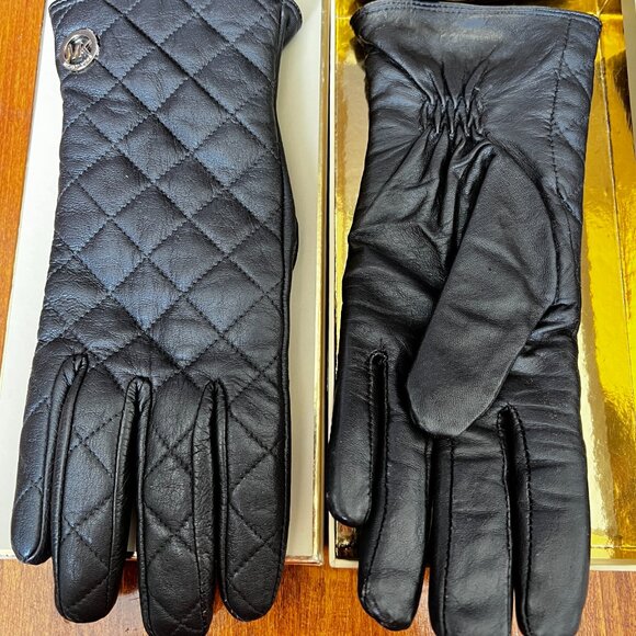 Brown quilted leather Michael Kors Gloves. Size M. - Picture 2 of 11